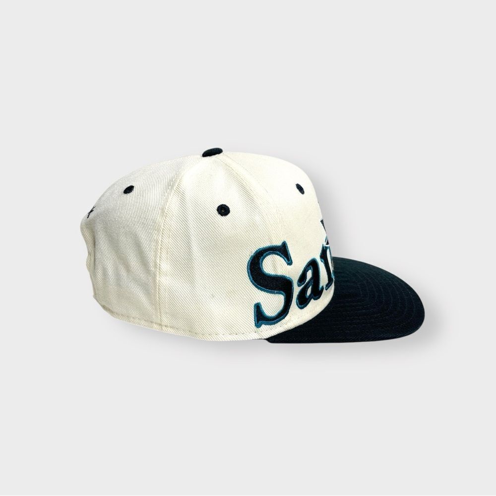 Vtg 90s Reebok San Jose Sharks Wraparound Logo Snapback Hat, NHL Crisp Hockey - Picture 7 of 9